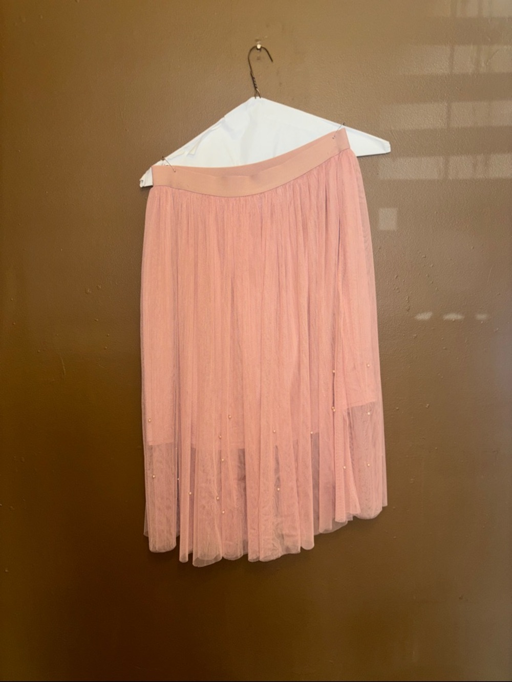 Esley Collection Dusty Pink Tulle Midi Skirt - Picture 7 of 7